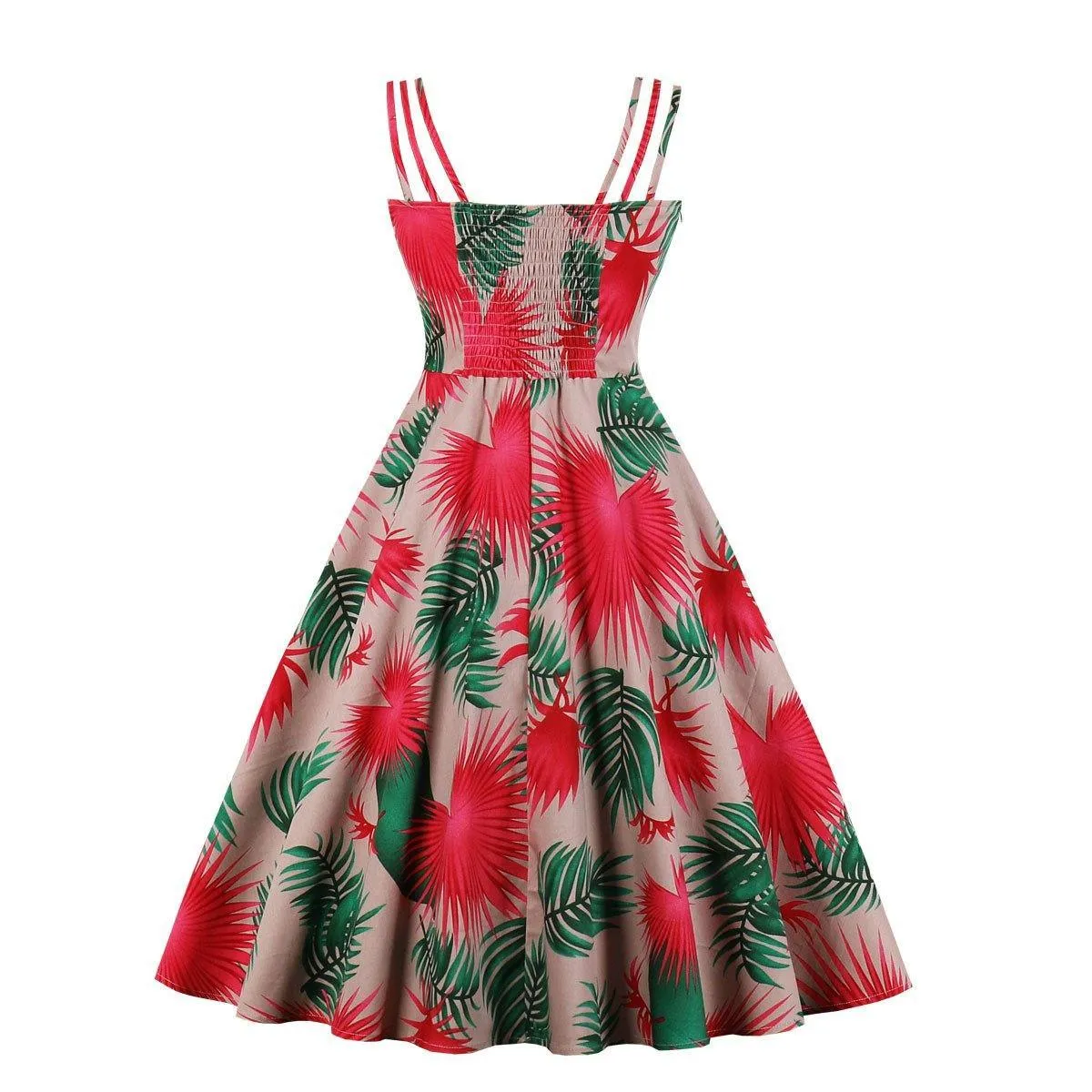 Women Summer Floral Print Retro Dresses