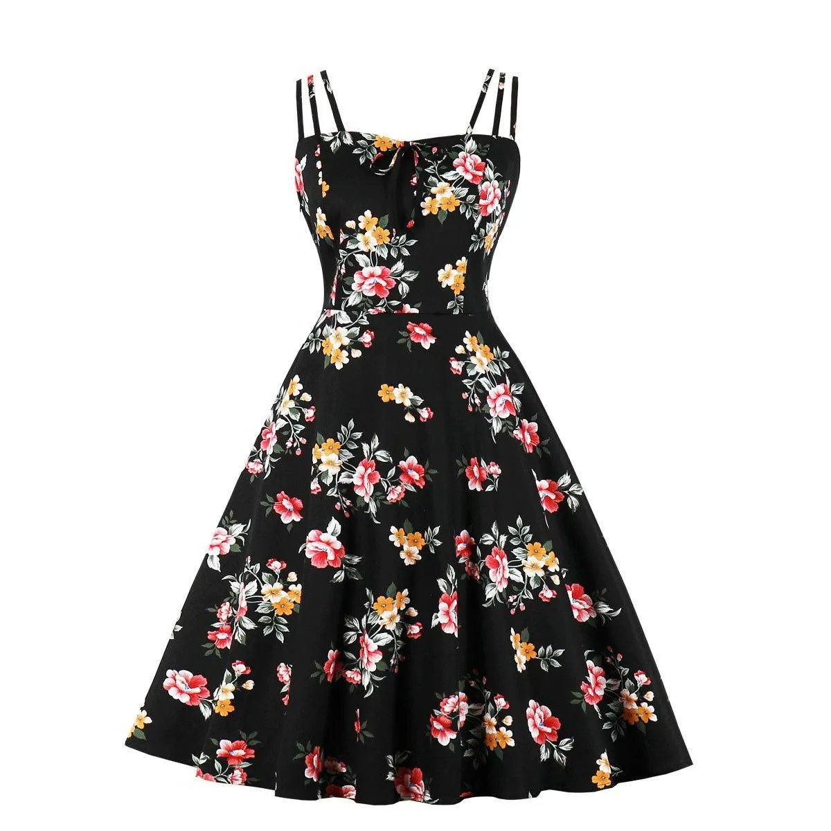 Women Summer Floral Print Retro Dresses