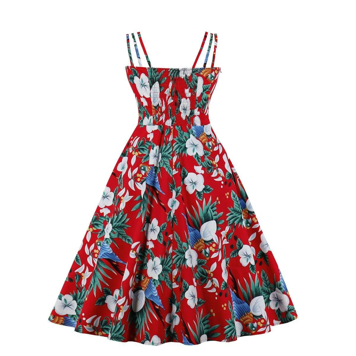 Women Summer Floral Print Retro Dresses