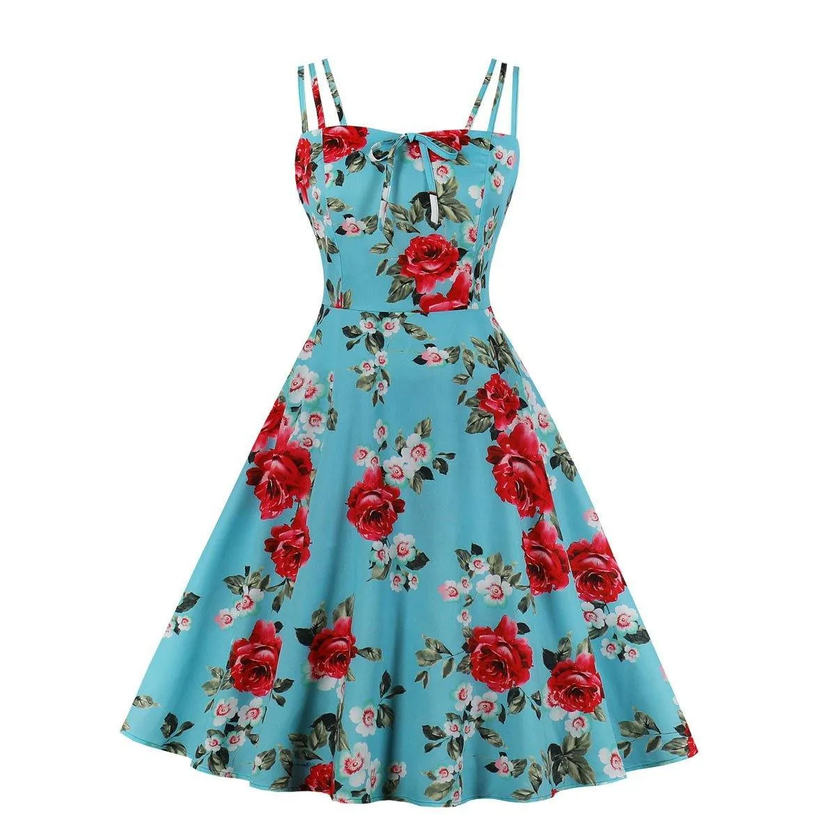 Women Summer Floral Print Retro Dresses