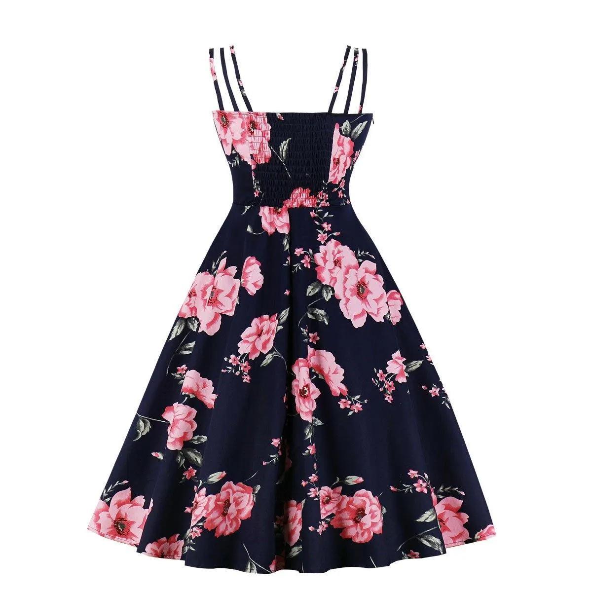 Women Summer Floral Print Retro Dresses