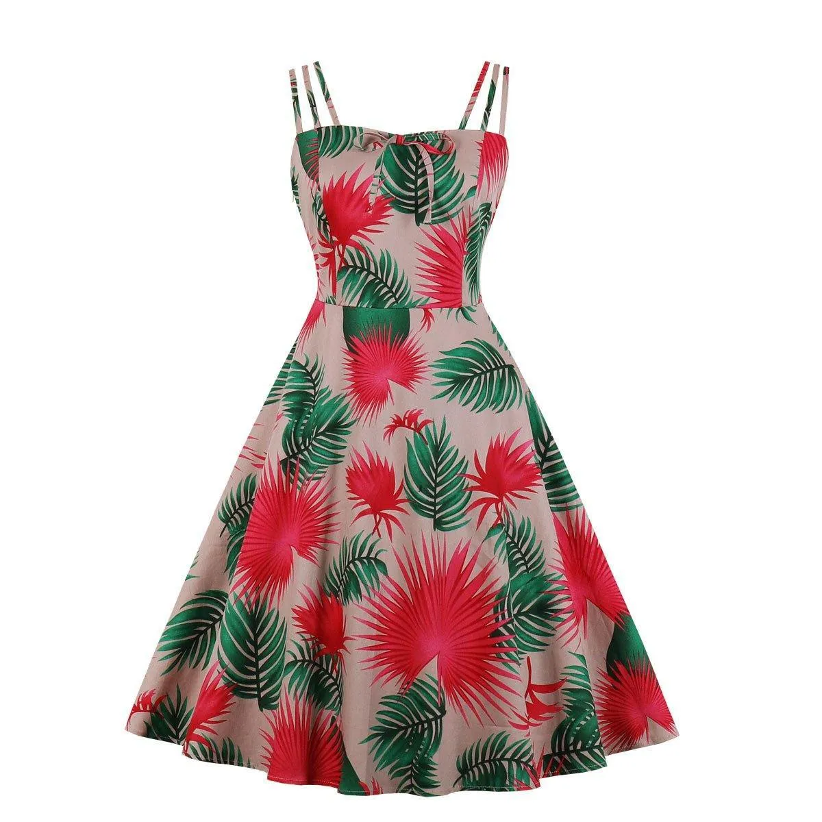 Women Summer Floral Print Retro Dresses