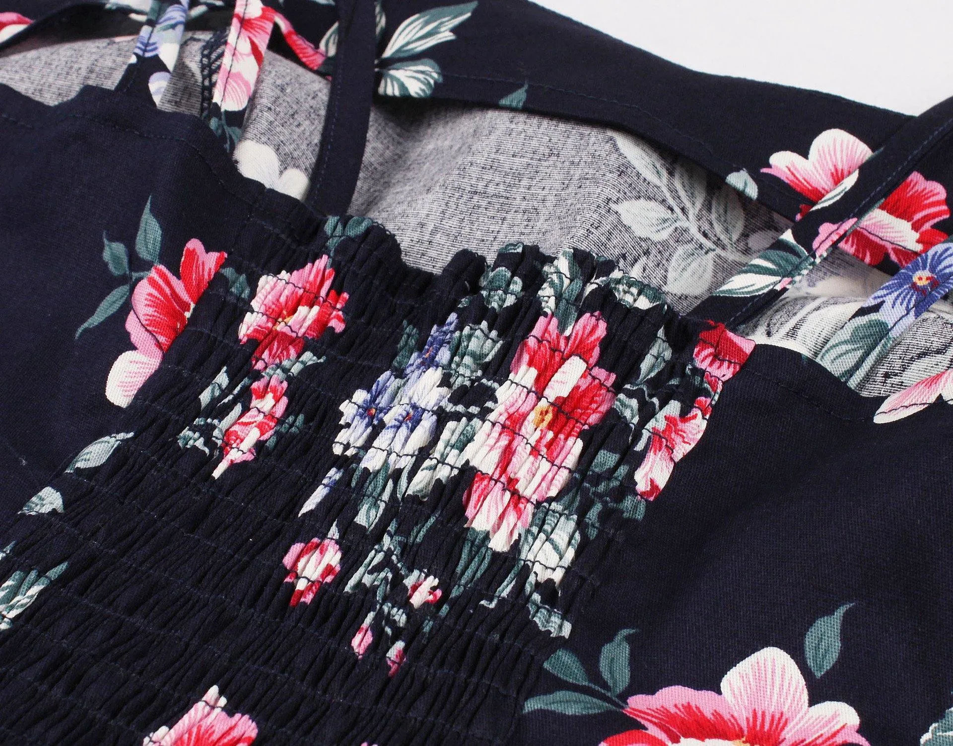 Women Summer Floral Print Retro Dresses