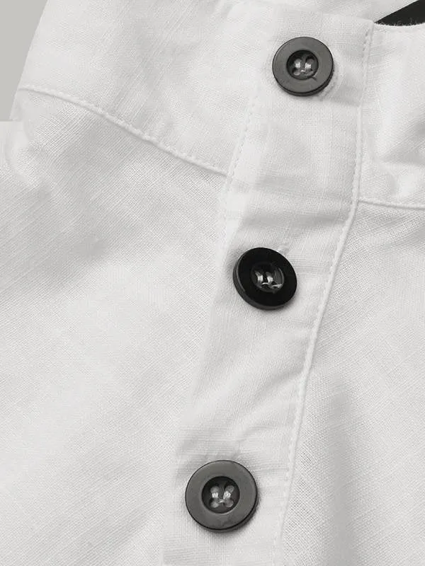 Women White Cotton Linen Shirt