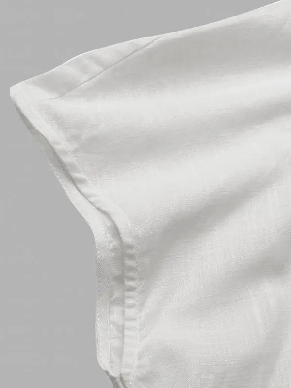 Women White Cotton Linen Shirt