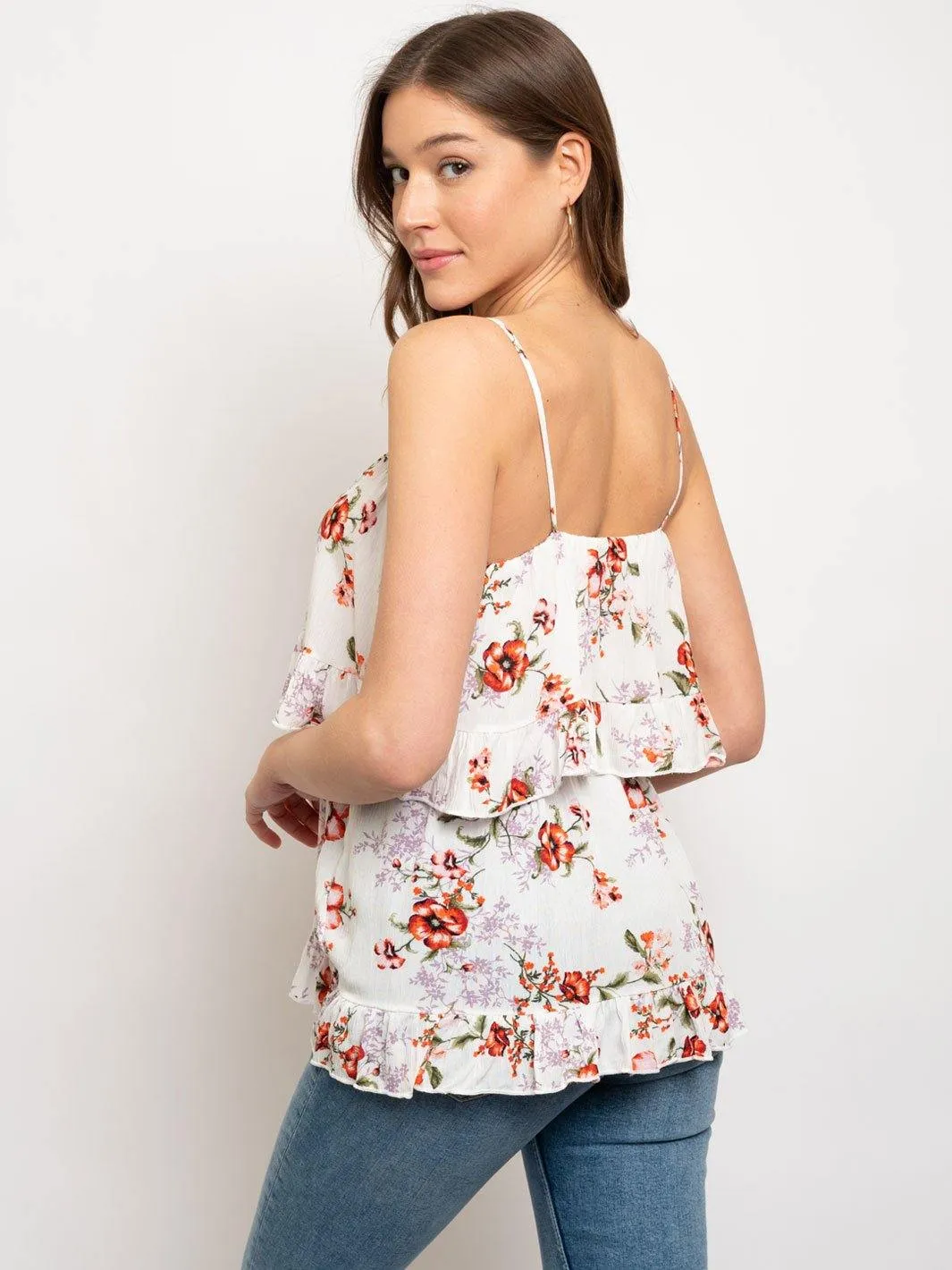 WOMEN'S FLORAL RUFFLE TOP
