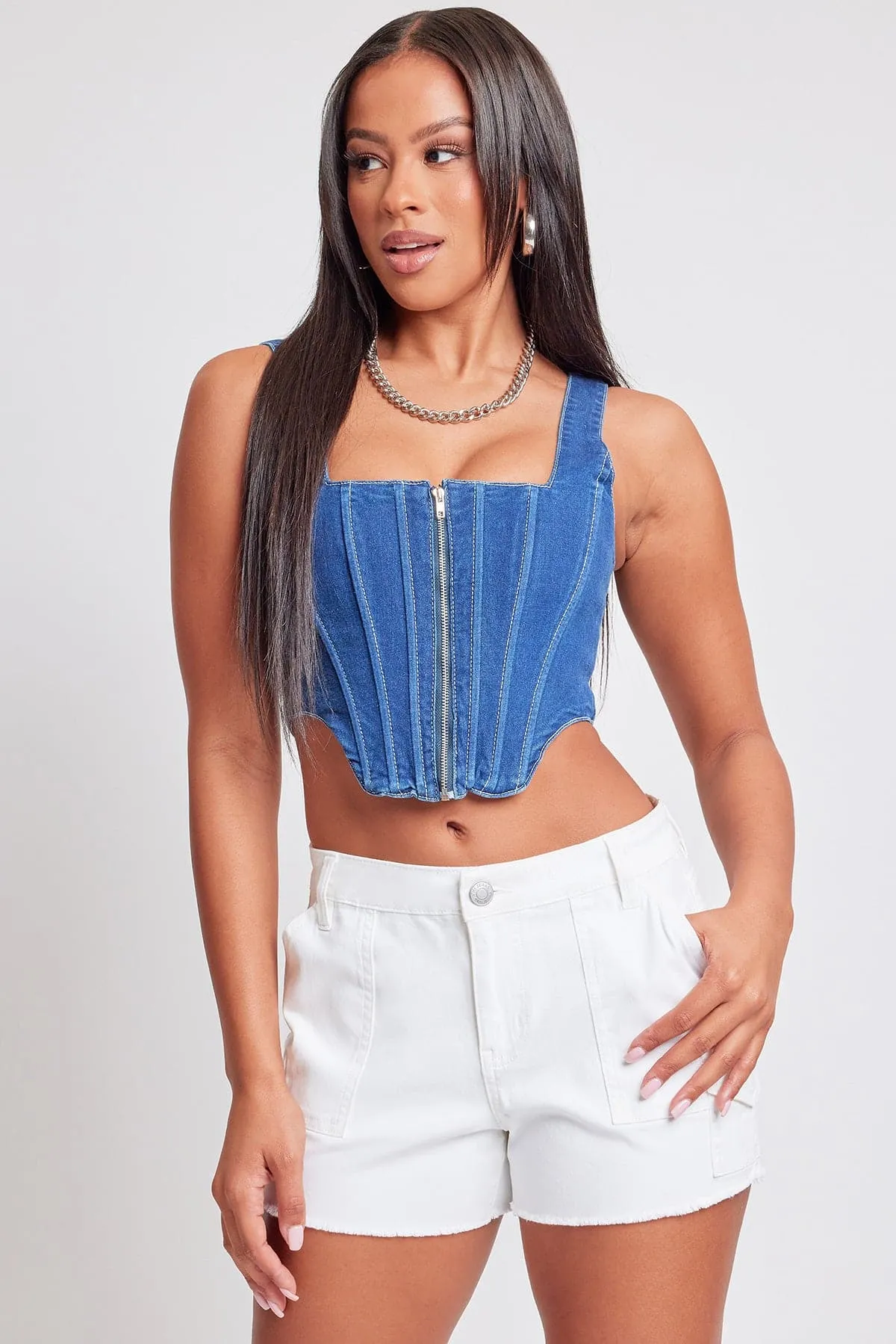 Women’s High-Rise Flap Pocket Cargo Short from YMI JEANS