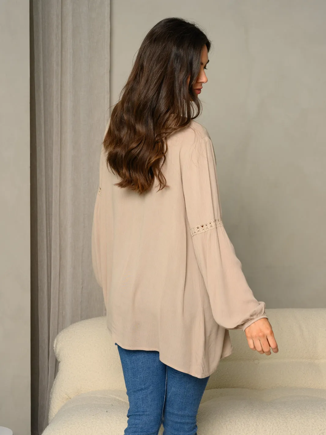 WOMEN'S LONG SLEEVE V-NECK TUNIC TOP