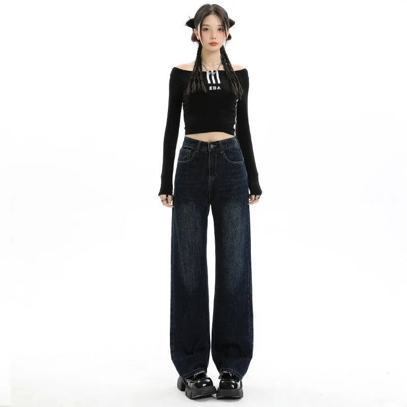 Women's Straight-leg Jeans Featuring a Low Waist Design