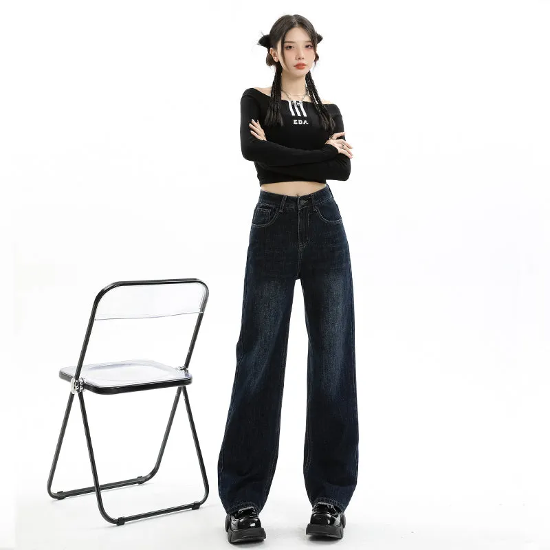Women's Straight-leg Jeans Featuring a Low Waist Design
