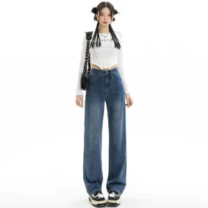 Women's Straight-leg Jeans Featuring a Low Waist Design