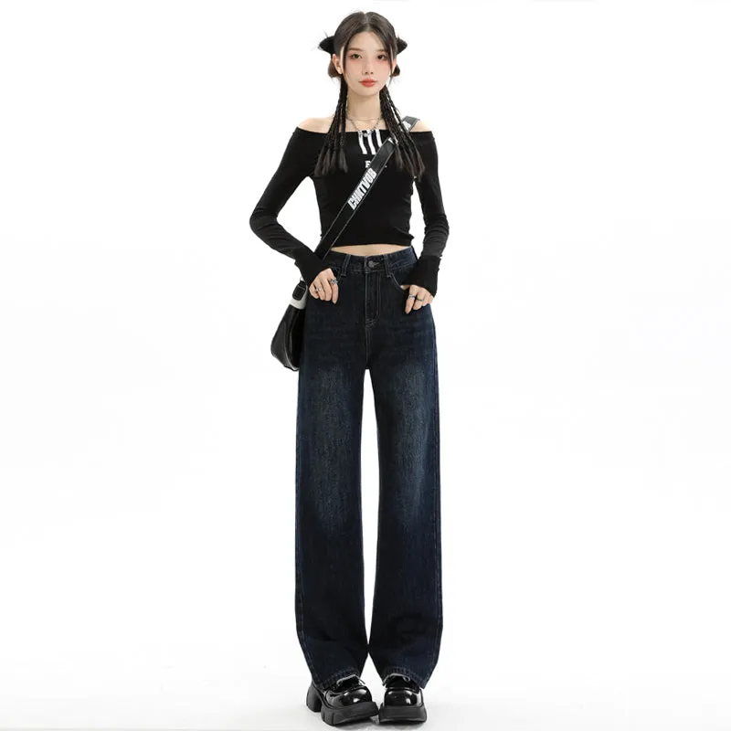 Women's Straight-leg Jeans Featuring a Low Waist Design
