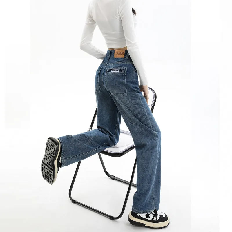 Women's Straight-leg Jeans Featuring a Low Waist Design