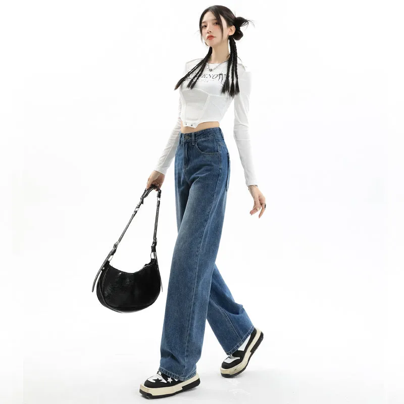 Women's Straight-leg Jeans Featuring a Low Waist Design