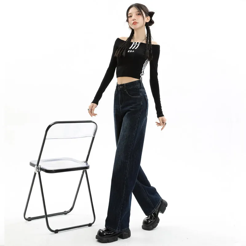 Women's Straight-leg Jeans Featuring a Low Waist Design