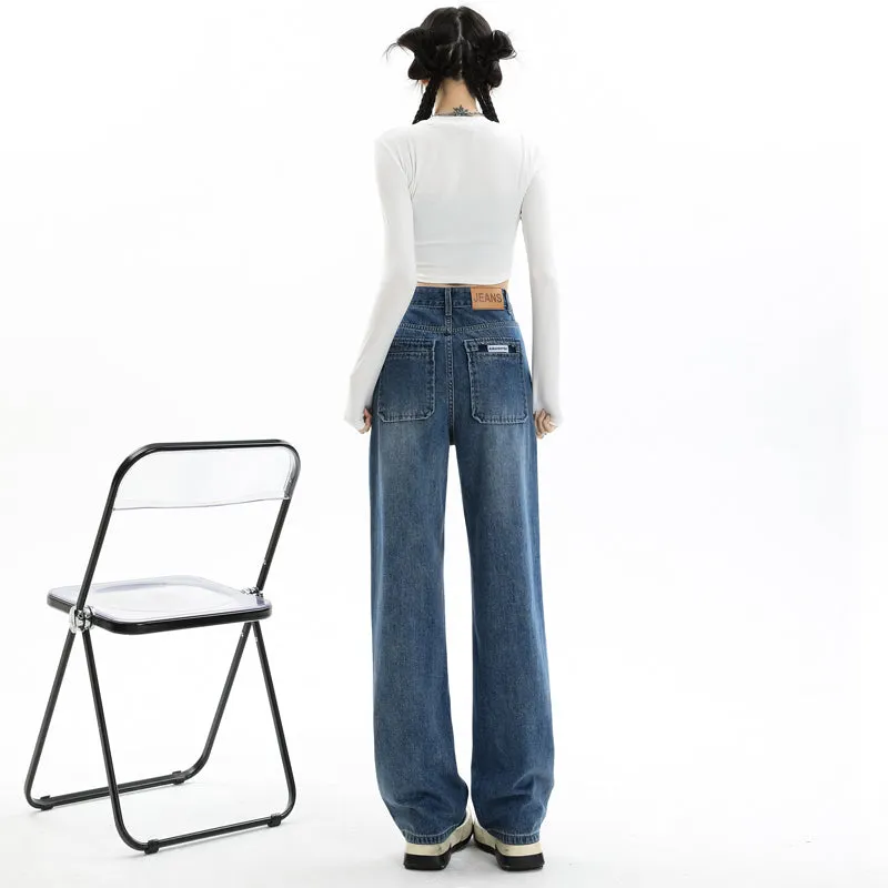 Women's Straight-leg Jeans Featuring a Low Waist Design