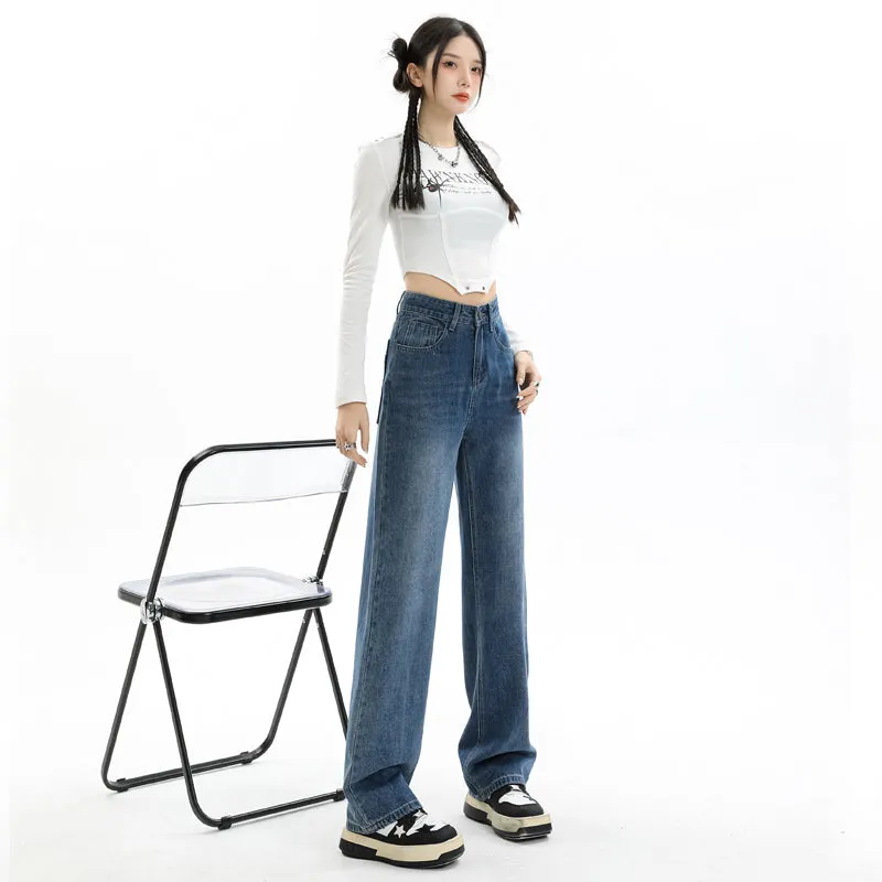 Women's Straight-leg Jeans Featuring a Low Waist Design