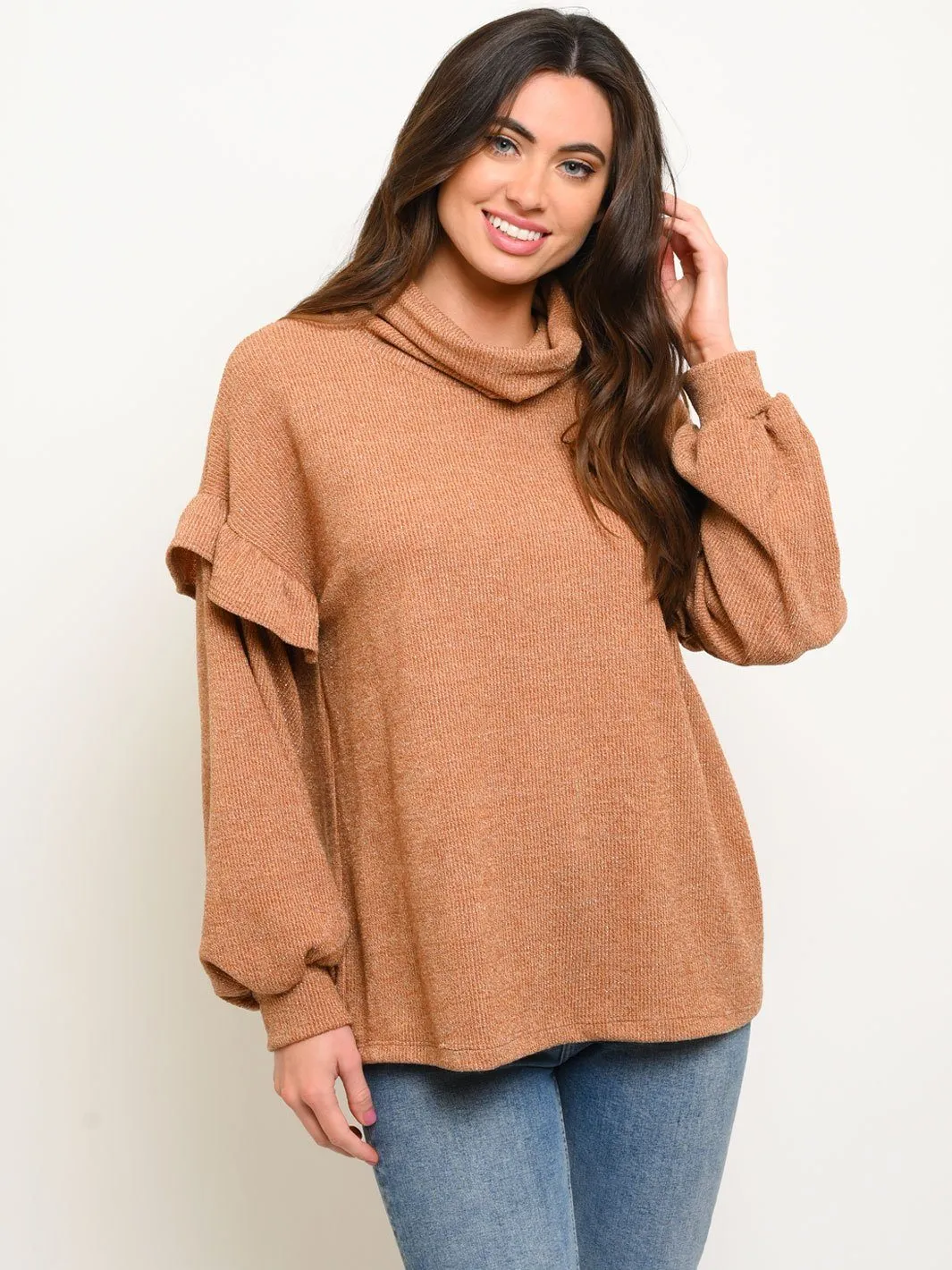 WOMEN'S TURTLE NECK LONG SLEEVE TOP