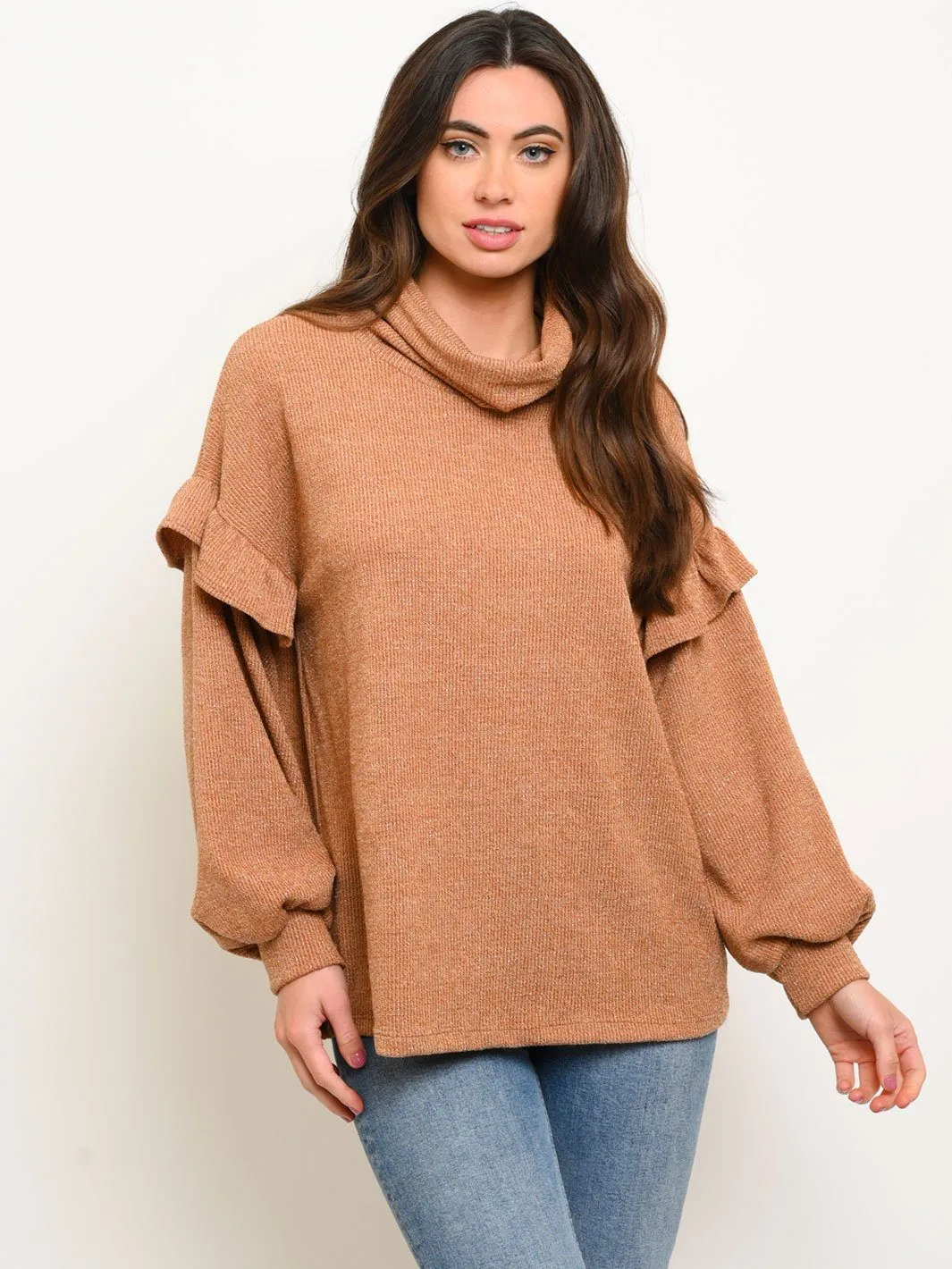 WOMEN'S TURTLE NECK LONG SLEEVE TOP