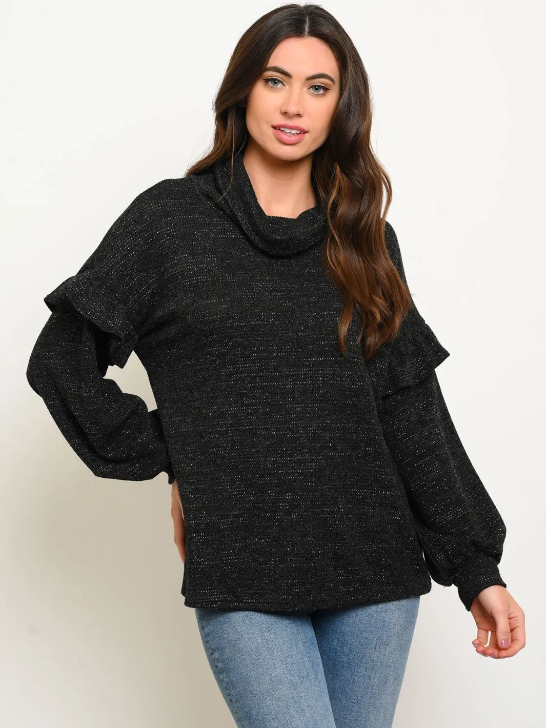 WOMEN'S TURTLE NECK LONG SLEEVE TOP