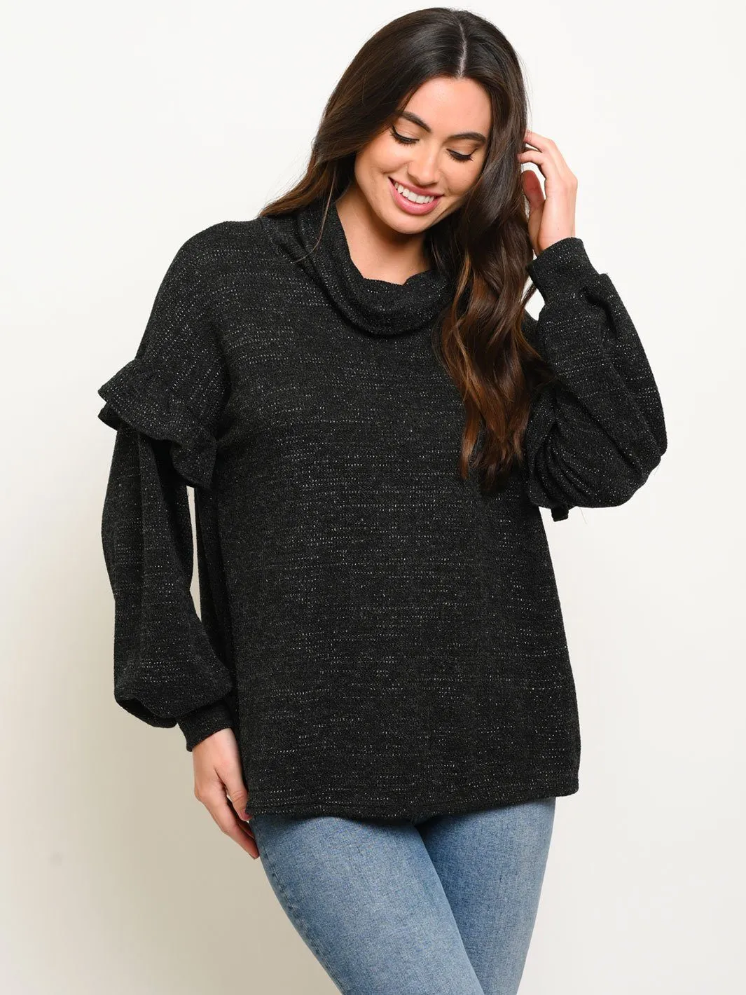 WOMEN'S TURTLE NECK LONG SLEEVE TOP