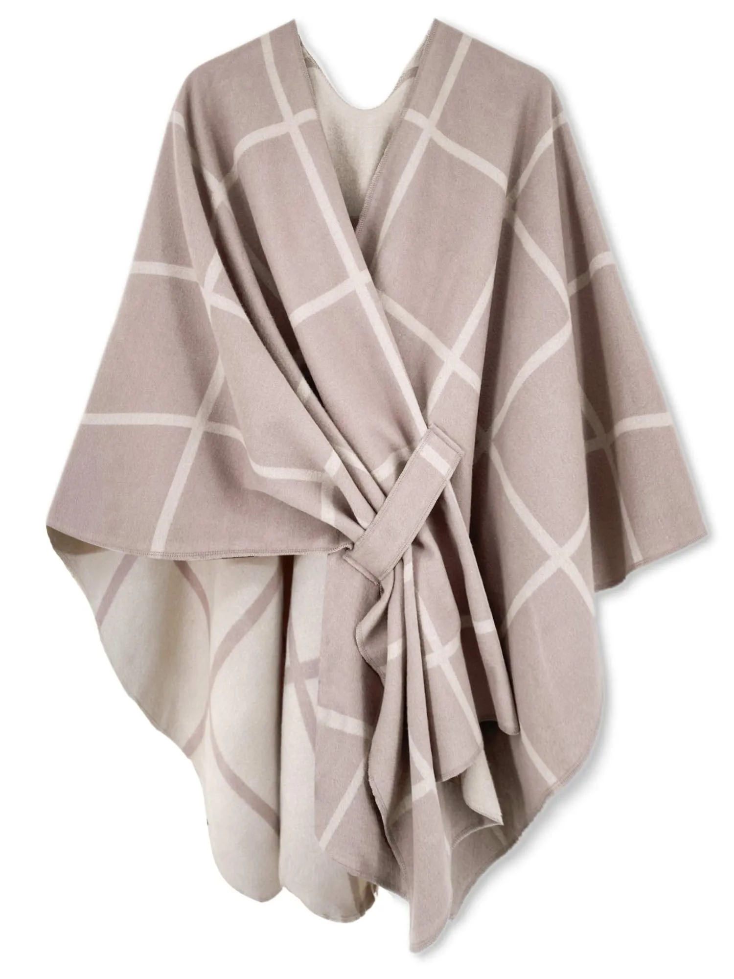 Women's Windowpane Reversible Capes Cardigan Shawls (Buy 2 Free Shipping)