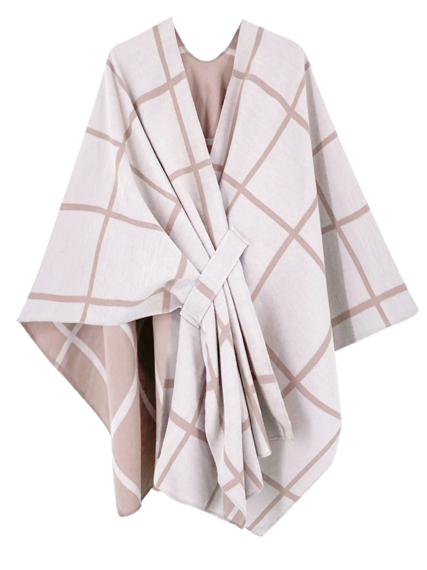 Women's Windowpane Reversible Capes Cardigan Shawls (Buy 2 Free Shipping)