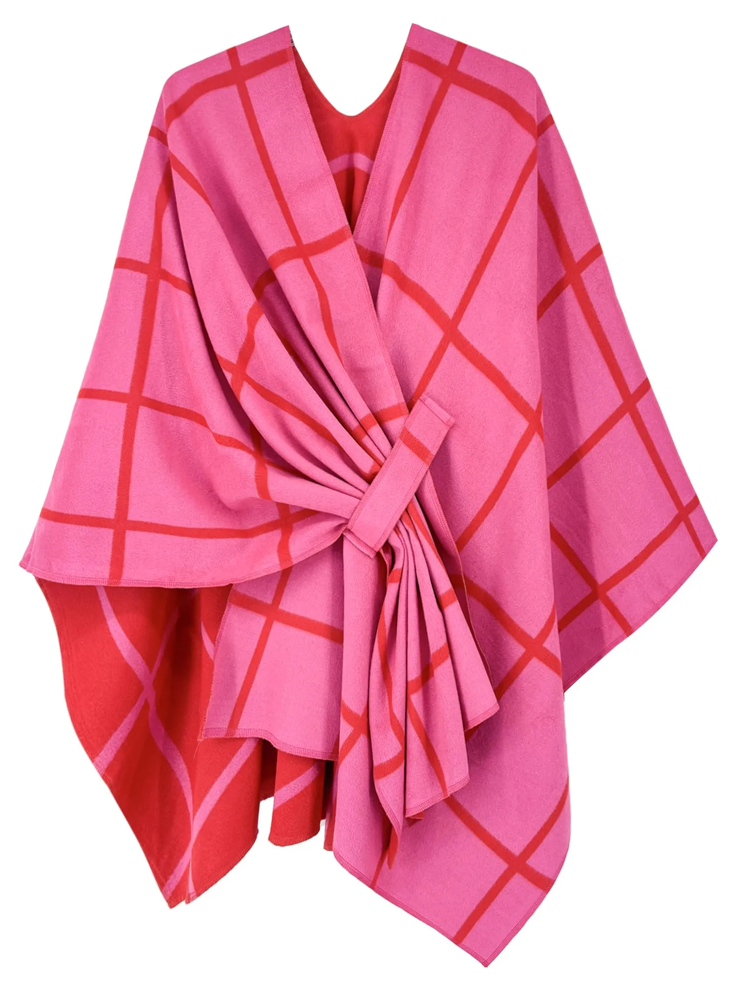 Women's Windowpane Reversible Capes Cardigan Shawls (Buy 2 Free Shipping)