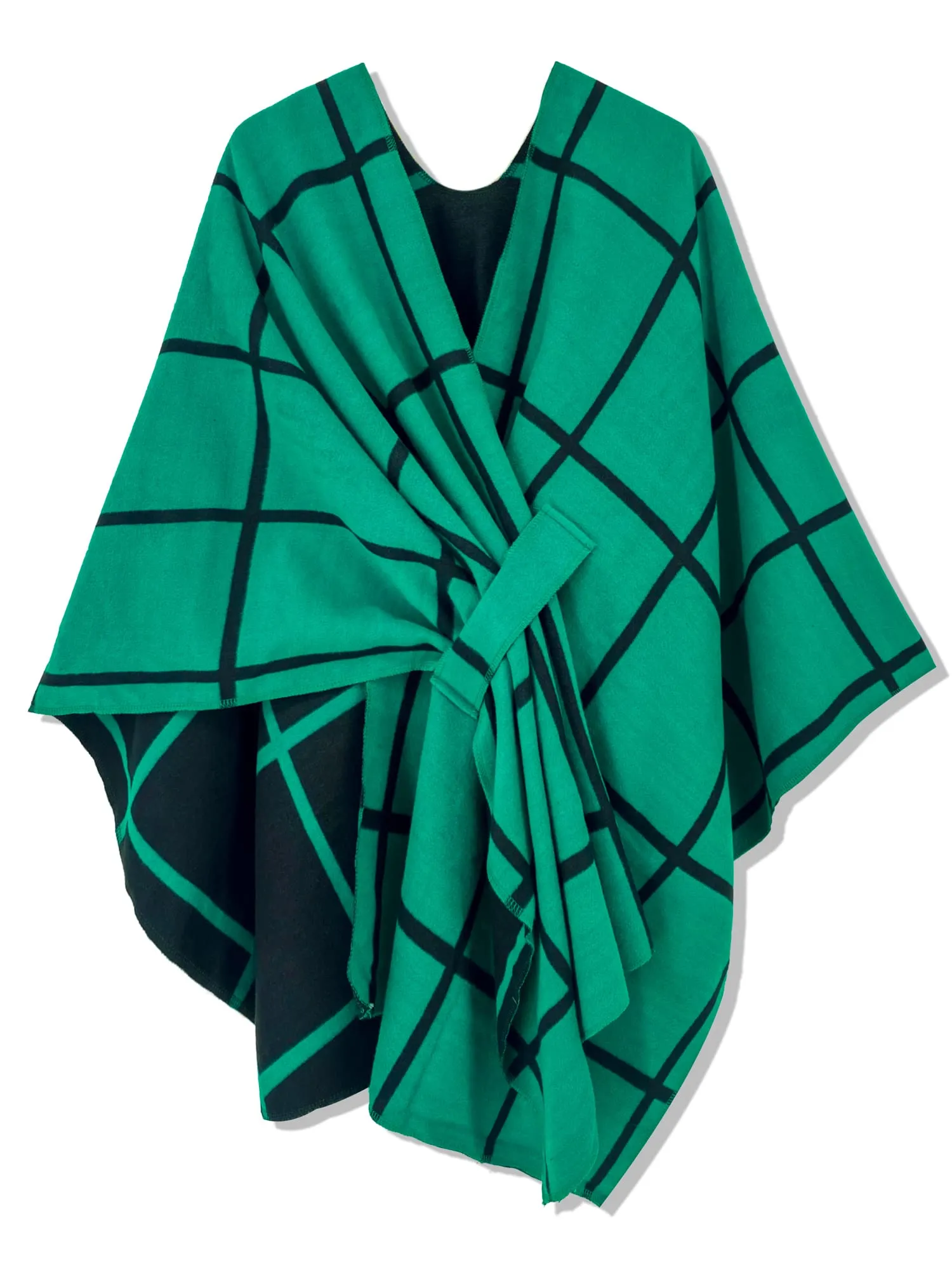Women's Windowpane Reversible Capes Cardigan Shawls (Buy 2 Free Shipping)