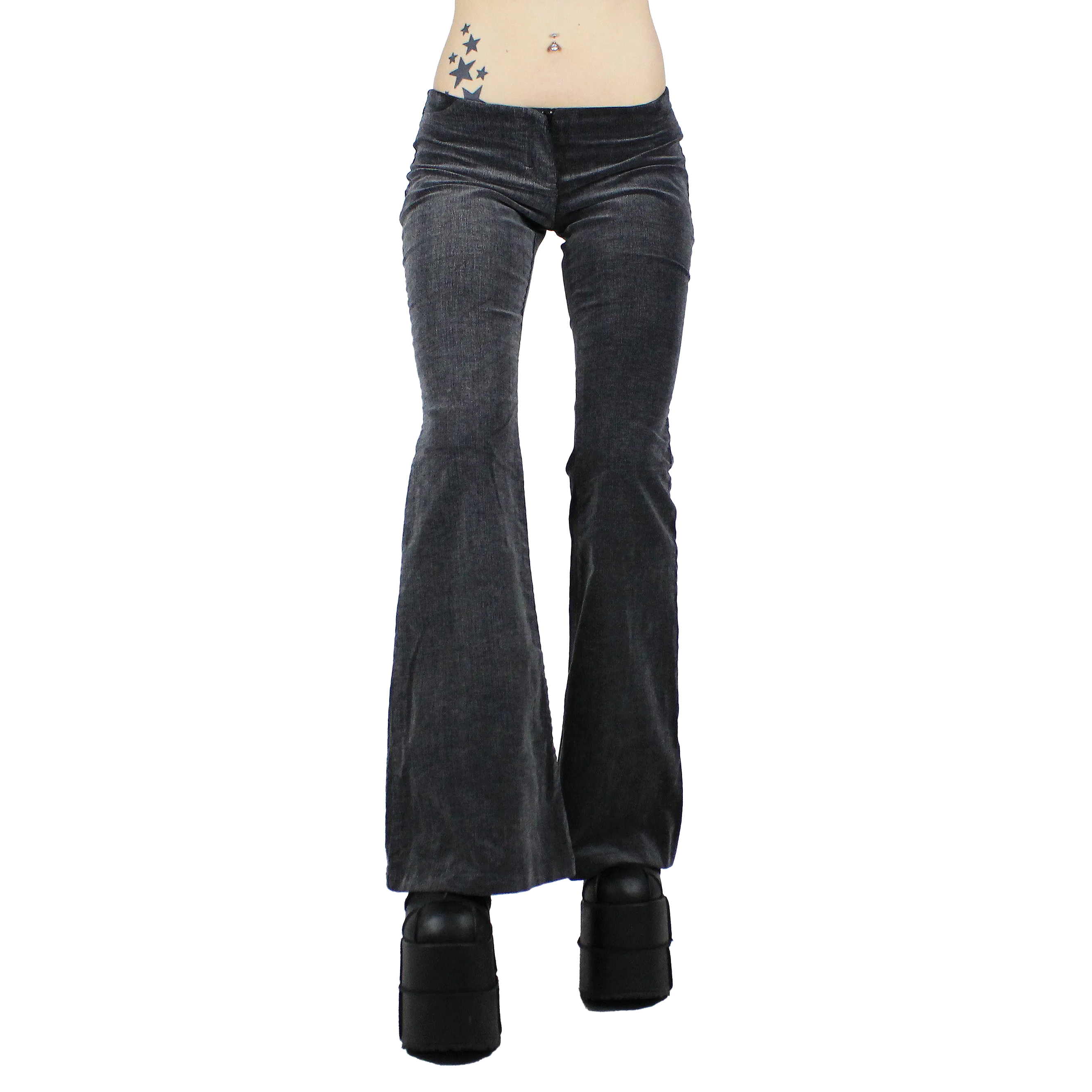 Y2K Grey Corduroy Flares (S)