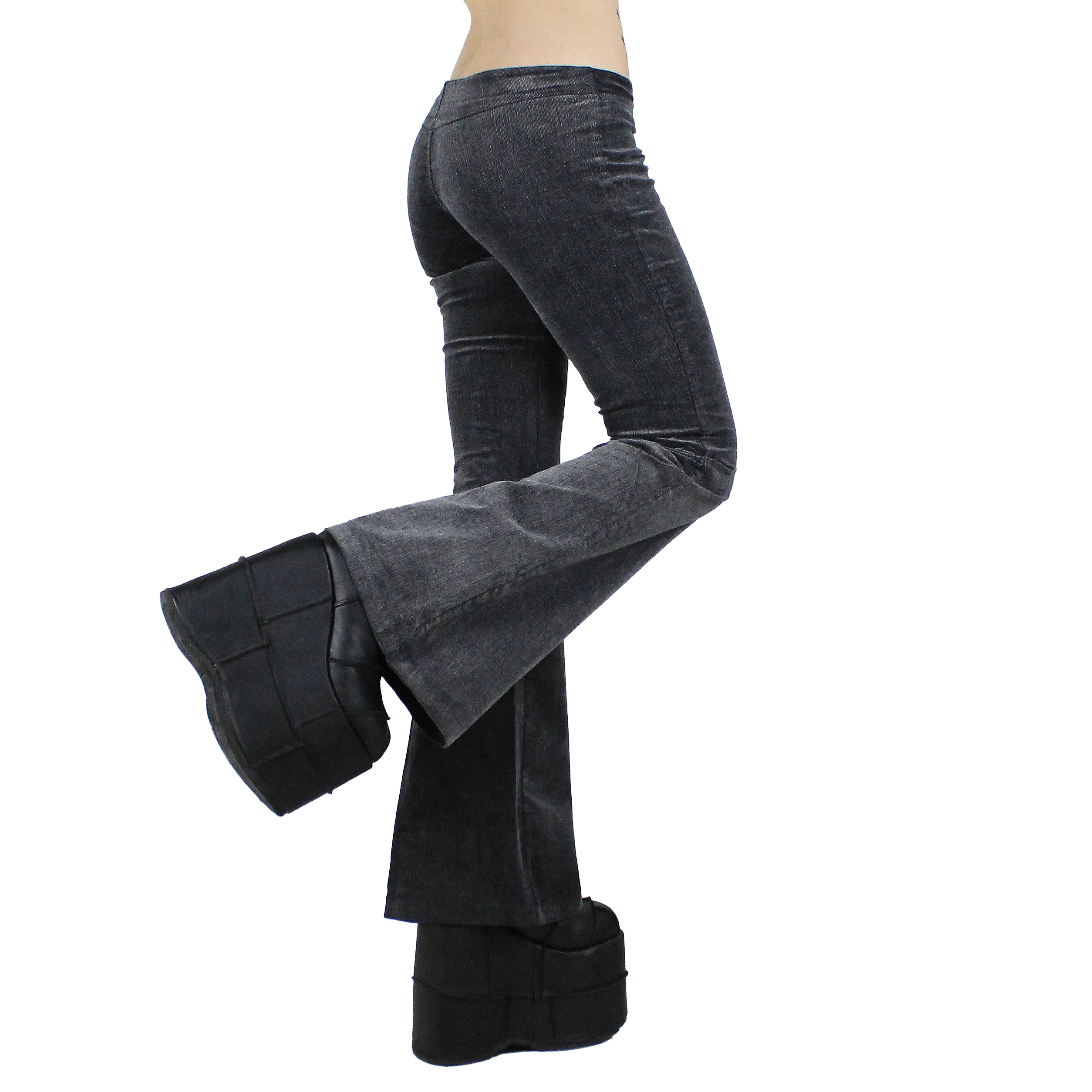 Y2K Grey Corduroy Flares (S)