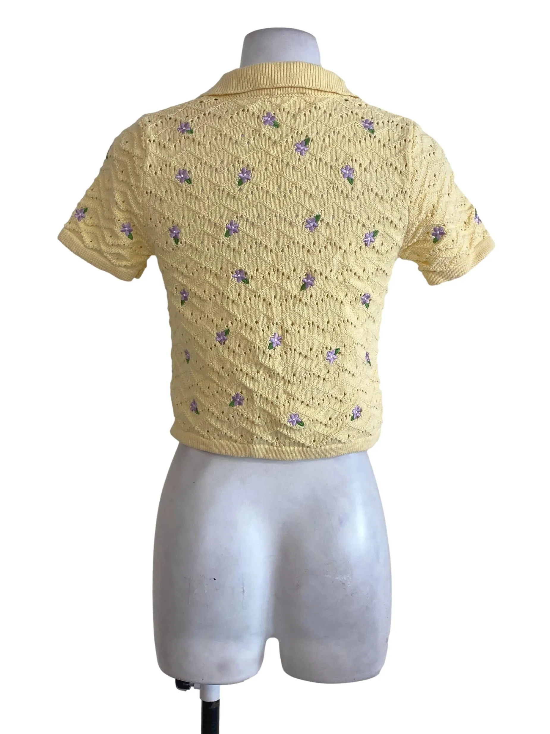Yellow Floral Knitted Top